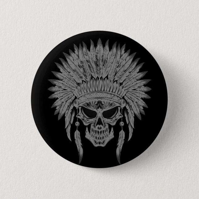 Dark Native Skull 6 Cm Round Badge (Front)