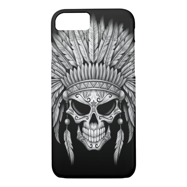 Dark Native Sugar Skull with Headdress Case-Mate iPhone Case (Back)