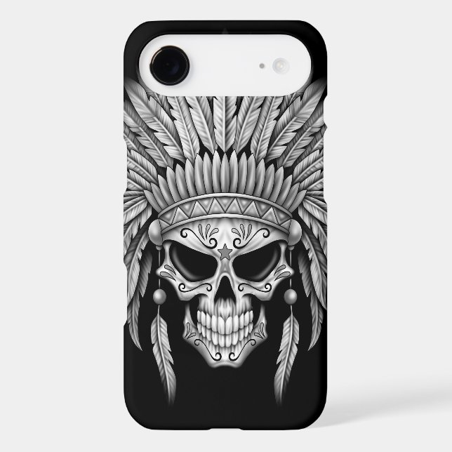 Dark Native Sugar Skull with Headdress Case-Mate iPhone Case (Back)
