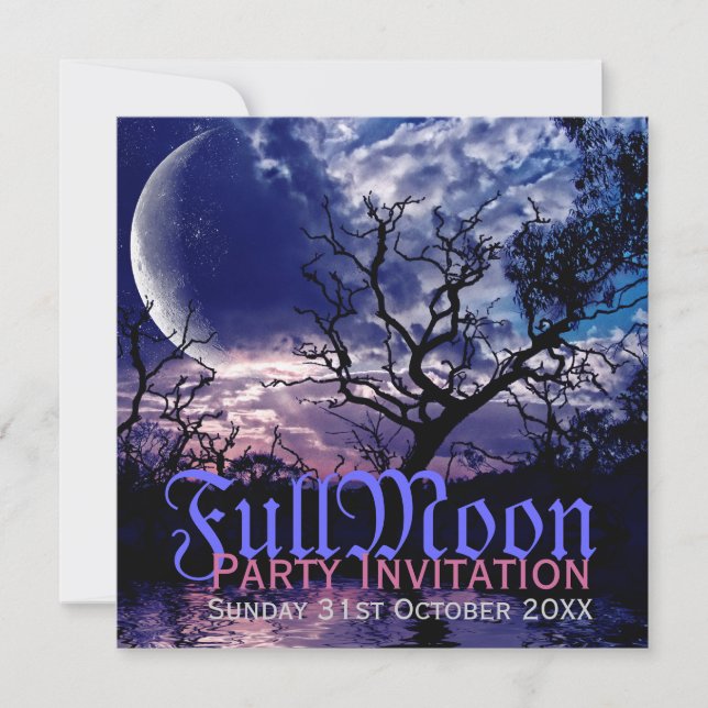Dark Nature Full Moon Halloween Party Invitations (Front)