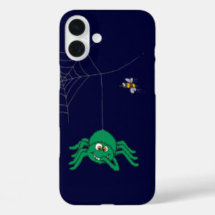 Dark naughty green spider & fly iphone case