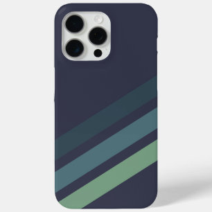 Dark Navy and Green Diagonal Stripes iPhone 15 Pro Max Case