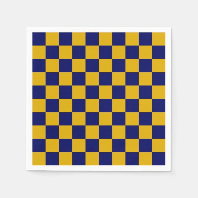 Dark Navy and Mustard Yellow Checkerboard Napkin (Front)