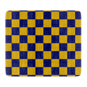 Dark Navy and Mustard Yellow Chequerboard Cutting Board