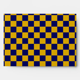 Dark Navy and Mustard Yellow Chequerboard Envelope
