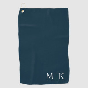 Dark Navy Blue and White Modern Monogram Golf Towel