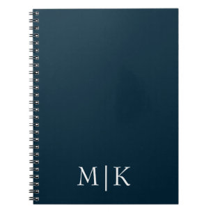 Dark Navy Blue and White Modern Monogram Notebook
