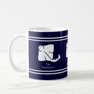 Dark Navy Blue Coastal Nautical Stingray Manta Ray Coffee Mug
