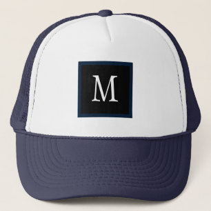 Dark Navy Blue Custom Single Initial Classic Trucker Hat