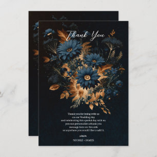 Dark Navy Blue & Gold Rustic Glam Boho Wedding  Invitation