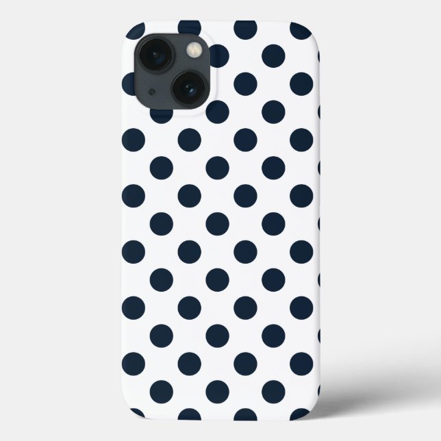 Dark navy blue polka dots Case-Mate iPhone case (Back)