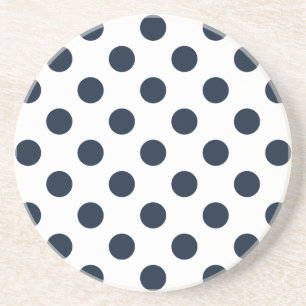 Dark navy blue polka dots coaster