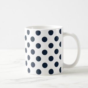 Dark navy blue polka dots coffee mug