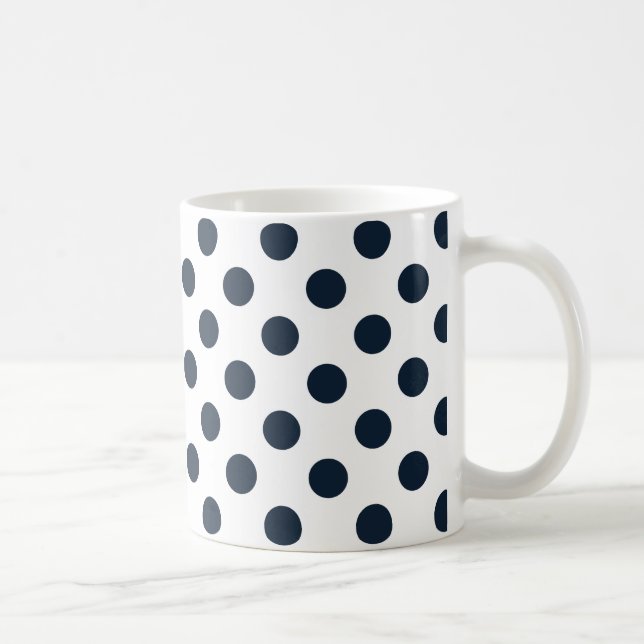 Dark navy blue polka dots coffee mug (Right)