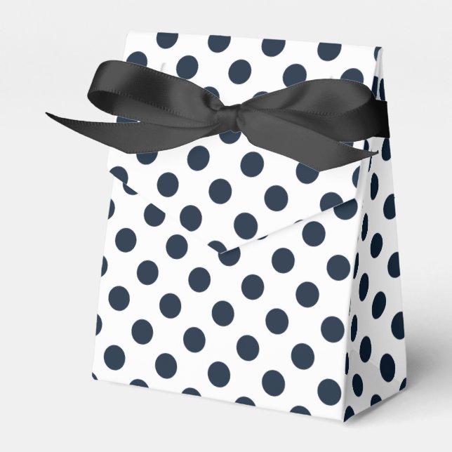 Dark navy blue polka dots favour box (Front Side)