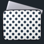 Dark navy blue polka dots laptop sleeve<br><div class="desc">Dark navy blue polka dots on white background</div>
