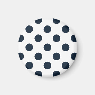 Dark navy blue polka dots magnet