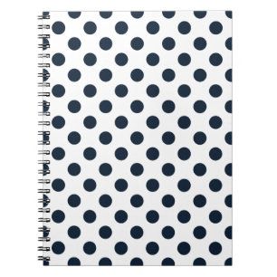 Dark navy blue polka dots notebook