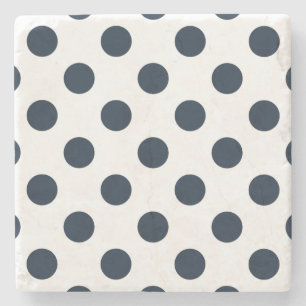 Dark navy blue polka dots stone coaster