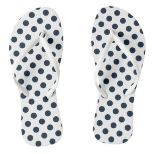 Dark navy blue polka dots thongs