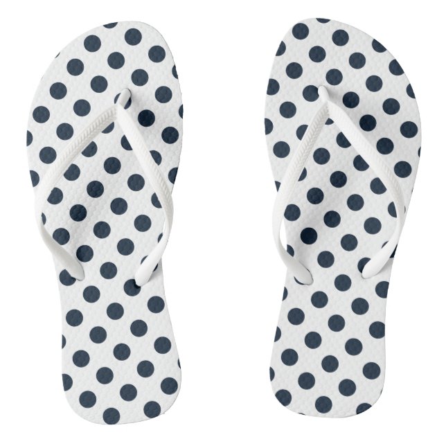 Dark navy blue polka dots thongs (Footbed)