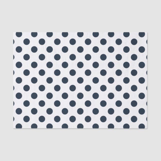 Dark navy blue polka dots tissue paper (Front)