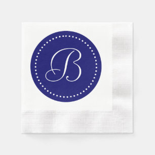 Dark Navy Blue/White Dot Monogram Napkin