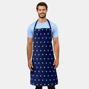 Dark Navy blue white stars pattern Apron