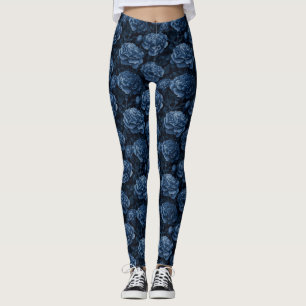 Dark NAVY Blue Yoga Carnation Inspired Wedding Leggings