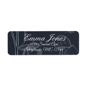 Dark Navy Chalk Mushroom  Return Address Label