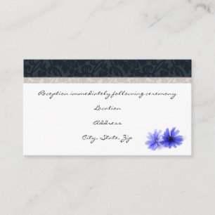 Dark Navy Floral Damask Reception Cards