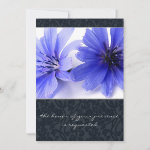 Dark Navy Floral Damask Wedding Invitation