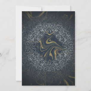 Dark Navy Gold Luxury Abstract Mandala Art Invitation
