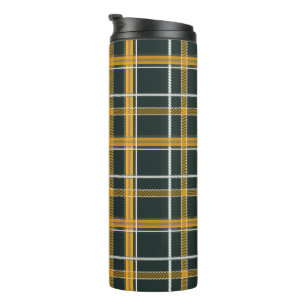 Dark Navy Gold Plaid Aesthetic Thermal Tumbler