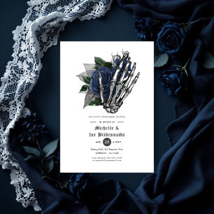 Dark Navy Gothic Floral Bridesmaids Luncheon Invitation