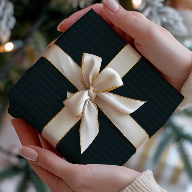 Dark Navy & Green Striped Wrapping Paper (Creator Uploaded)