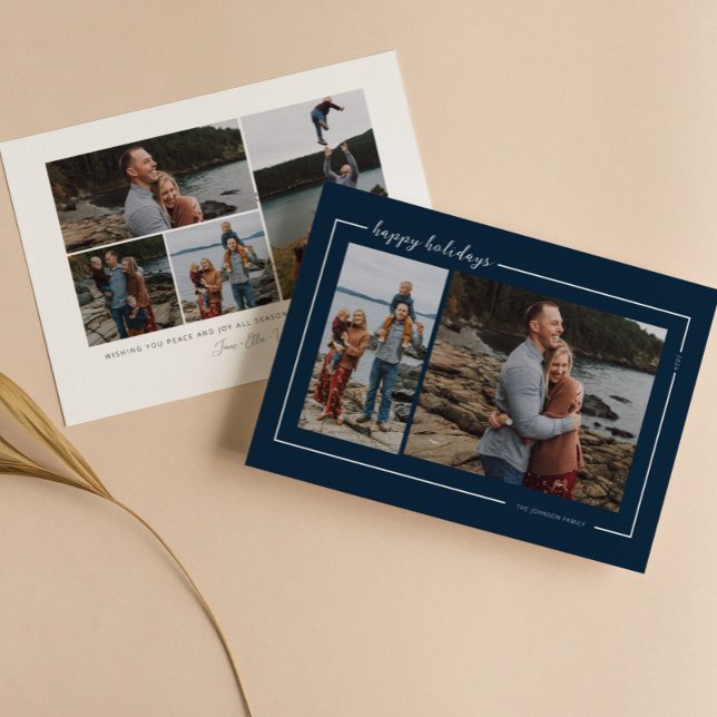 Dark Navy Happy Holidays Script Holiday Card (Creator Uploaded)
