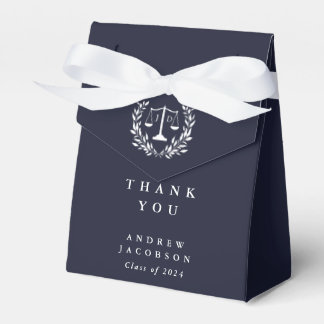 Dark Navy JD Law Scales+Laurel Graduation Favour Box