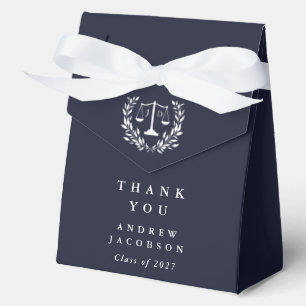 Dark Navy JD Law Scales+Laurel Graduation Favour Box