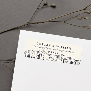 Dark Navy   Mountain Sketch Return Address Label