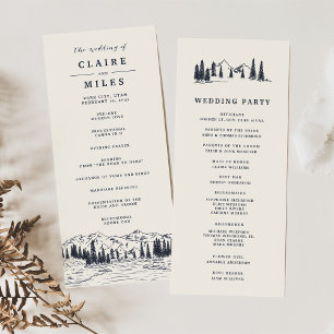 Dark Navy   Mountain Sketch Wedding Ceremony Program