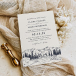 Dark Navy | Mountain Sketch Wedding Invitation<br><div class="desc">A rustic chic choice for weddings in mountain, forest or winter settings, our Mountain Sketch wedding invitation features a mountain scene with pine trees and a flowing river along the bottom of the card. Personalise with your wedding details in a mix of block and calligraphy script lettering, in rich, dark...</div>
