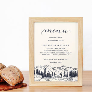 Dark Navy   Mountain Sketch Wedding Menu Sign