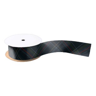 Dark navy plaid Christmas holiday elegant Satin Ribbon