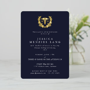 Dark Navy Registered Nurse Caduceus+Laurel Wreath