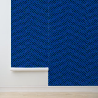 Dark Navy Royal Blue Chevron Zigzag Stripes Wallpaper