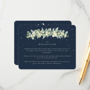 Dark Navy Snowberry+Eucalyptus Garland Reception Enclosure Card