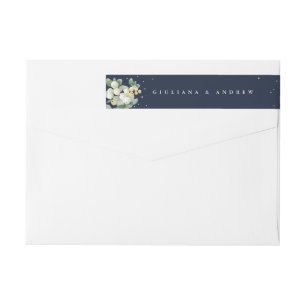 Dark Navy Snowberry+Eucalyptus Wedding Classic Wrap Around Label