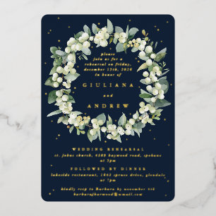 Dark Navy Snowberry+Eucalyptus Wedding Rehearsal