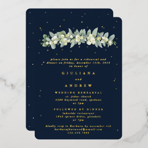 Dark Navy Snowberry+Eucalyptus Wedding Rehearsal
